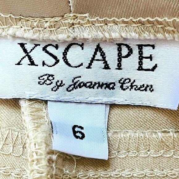 Xscape By Joanna Chen Satin Straight Leg Dress Pant Pull On Cream Women's Size 6 - Picture 5 of 6